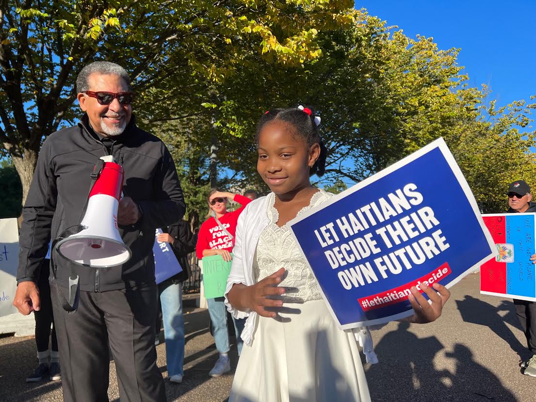 Haitian American leaders and organizations gather at White House to demand that the U.S. let Haitians decide their future.